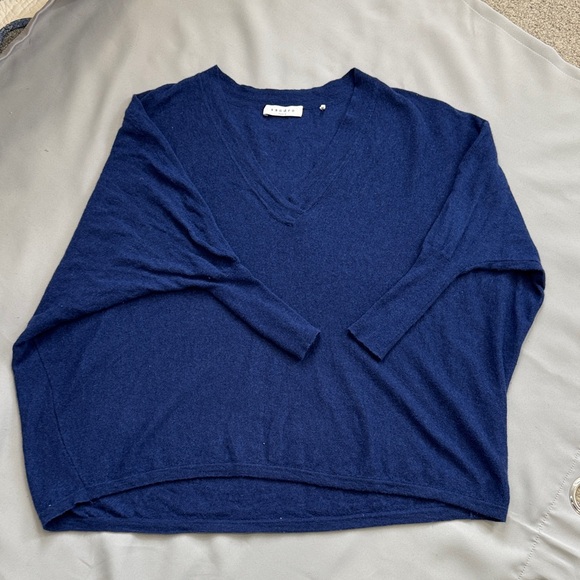 Sandro Sweaters - Sandro Paris Blue Alpaca/Wool Blend Oversized V-Neck Sweater - Size M